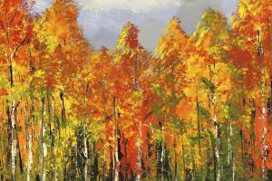acrylic painting of fall trees
