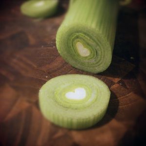 sliced celery stalk with heart in the middle
