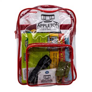 clear backpack filled with sensory items